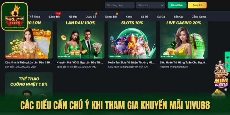 Các điều cần chú ý khi tham gia khuyến mãi Vivu88